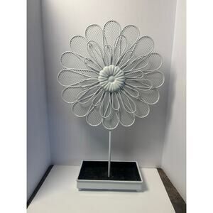 Vintage White Metal Daisy Jewelry Holder for Earrings, Bracelets and Necklaces